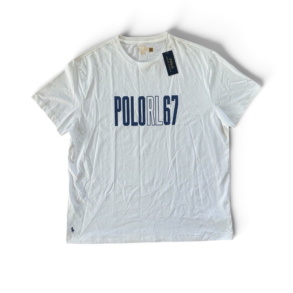 Polo Ralph Lauren Shirt White Polo RL67 Graphic Tee Crewneck Logo Men's Size XL